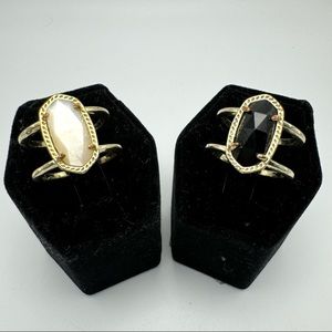 Kendra Scott Set Of 2 Size 6 Gold Tone White And Black Stones Worn Metal